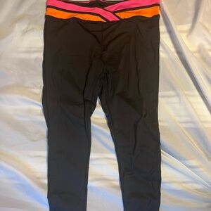 SHEIN Woman’s  Black Leggings with Pink and Orange Waistband